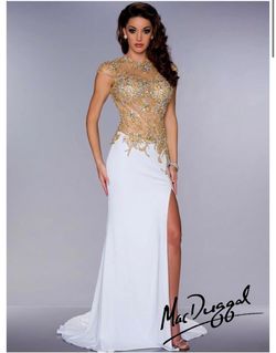 Mac Duggal White Size 4 70 Off Jersey Pageant Floor Length Side slit Dress on Queenly