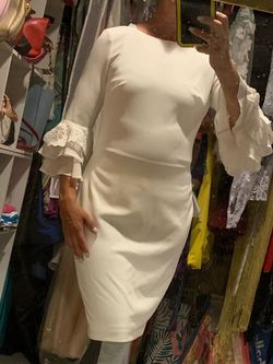 Calvin Klein White Size 6 Bridal Shower Bachelorette Cocktail Dress on Queenly