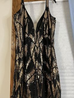 Jovani Black Size 18 Spandex Shiny Polyester Cocktail Dress on Queenly