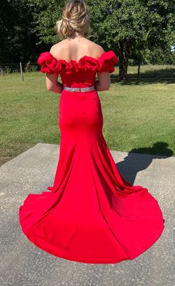 Ashley Lauren Red Size 8 Side slit Dress on Queenly