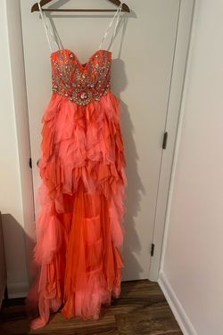 Jovani Orange Size 2 Black Tie Midi Cocktail Dress on Queenly