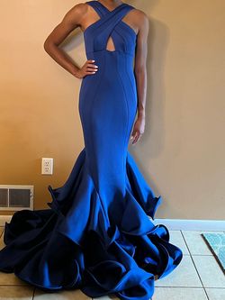 Mac Duggal Blue Size 2 Floor Length Black Tie Mermaid Dress on Queenly
