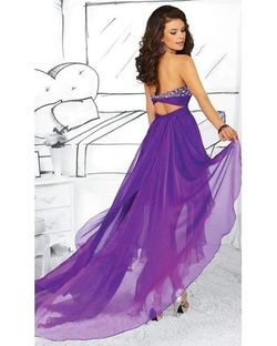 Style 16051 Tiffany Designs Purple Size 6 Tall Height Midi Homecoming High Low Cocktail Dress on Queenly