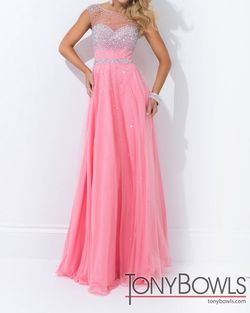 Tony Bowls Pink Size 2 Sheer Sequin A-line Dress on Queenly