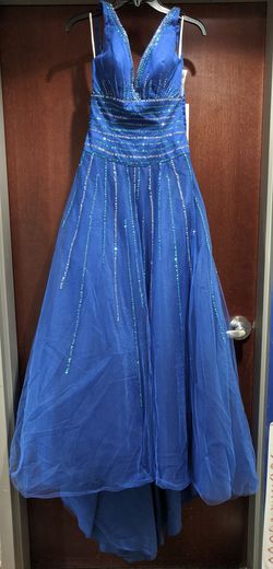 Style 17527 Tony Bowls Blue Size 6 Floor Length A-line Dress on Queenly