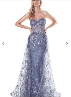 Style -1 Cinderella divine Purple Size 4 Floor Length Pattern Bustier Straight Dress on Queenly