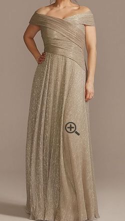 Style WBM2261 OLEG CASSINI Gold Size 18 Free Shipping Plus Size Shiny A-line Dress on Queenly