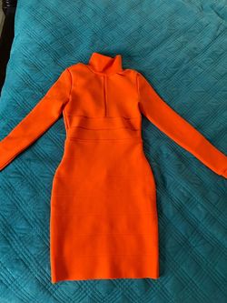 Canary designs Orange Size 2 Black Tie Midi Cocktail Dress on Queenly