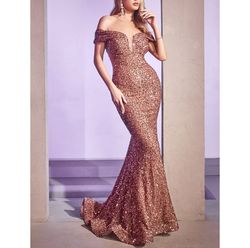Cinderella Divine Light Pink Size 8 Prom Homecoming Rose Gold Mermaid Dress on Queenly