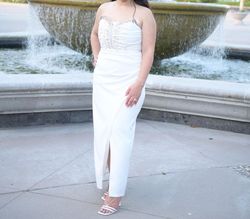 White Size 10 Side slit Dress on Queenly