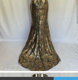 Jovani Gold Size 6 Black Tie Straight Dress on Queenly