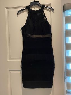 Honey and Rosie Black Size 6 Midi Homecoming Sheer Cocktail Dress on Queenly