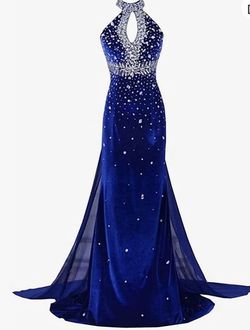 Style N/A N/A Royal Blue Size 12 Black Tie Prom Ball gown on Queenly