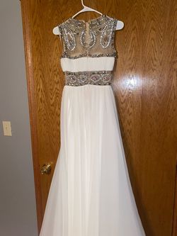 Johnathan Kayne White Size 2 Floor Length Military Straight Dress on Queenly