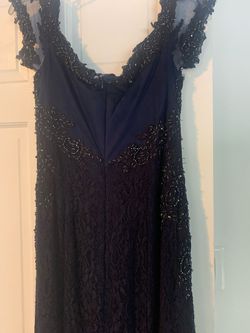 Rina di Montella size 12 Blue Size 12 Black Tie Floor Length Train Dress on Queenly