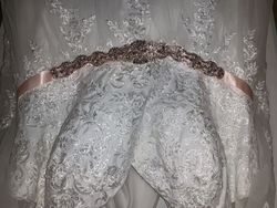 David's Bridal White Size 20 Rose Gold Floral Belt David’s Bridal Ball gown on Queenly
