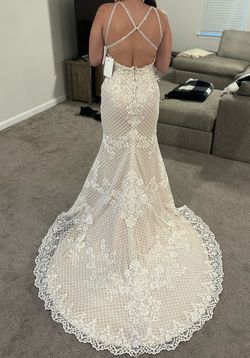 Val Stefani White Size 8 Floor Length Mermaid Dress on Queenly