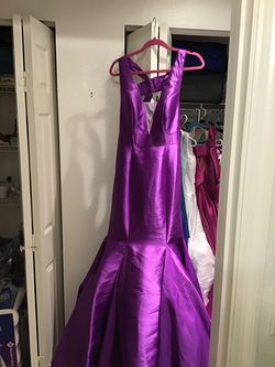 Jovani Purple Size 6 Military Shiny Mermaid Dress on Queenly