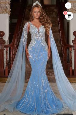 Portia and Scarlett Blue Size 8 Sequin Sequined Pageant Prom Mermaid Dress on Queenly