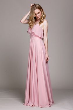 Style 475 Amelia Couture Pink Size 6 Spaghetti Strap V Neck Ruffles Black Tie Straight Dress on Queenly