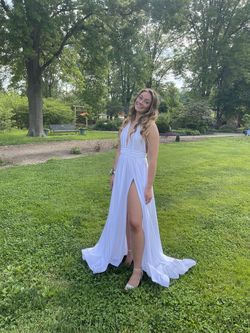 Jessica Angel White Size 4 50 Off Pageant Plunge Side slit Dress on Queenly