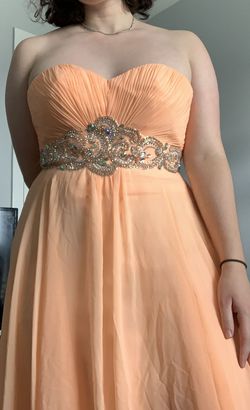 Camille La Vie Orange Size 6 Floor Length Strapless Peach Ball gown on Queenly