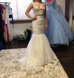 Sherri Hill White Size 2 Pageant Prom Beaded Top Mermaid Dress on Queenly