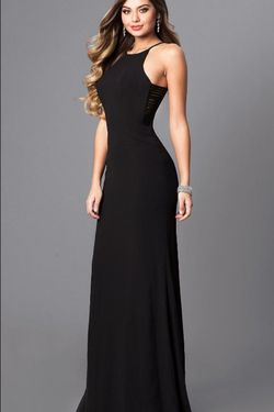 Style S7913 Faviana Black Size 12 Floor Length Straight Dress on Queenly