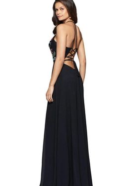 Style 10000 Faviana Black Tie Size 2 Sheer A-line Dress on Queenly