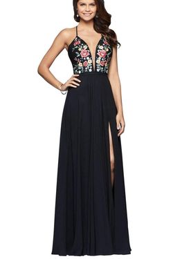 Style 10000 Faviana Black Tie Size 2 Floor Length A-line Dress on Queenly