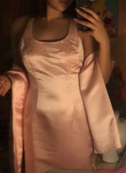 Donna Gray Pink Size 4 Sequin Side Slit Jewelled Straight Dress on Queenly