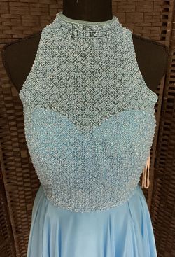 Sherri Hill Light Blue Size 8 Jewelled Military Beaded Top A-line Dress on Queenly