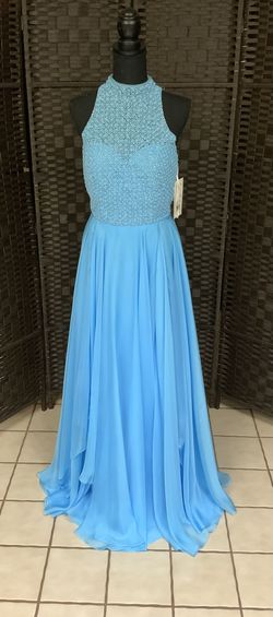 Sherri Hill Blue Size 8 Black Tie A-line Dress on Queenly