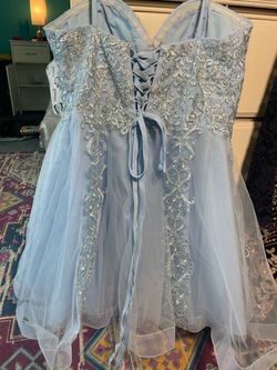 Julie Blue Size 12 Homecoming Plus Size Corset Ball gown on Queenly