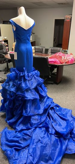 Ashley Lauren Blue Size 4 Custom Floor Length Mermaid Dress on Queenly