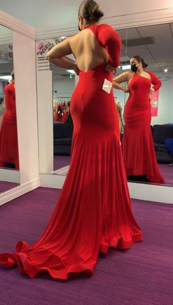 Jovani Red Size 6 Jersey Mermaid Dress on Queenly