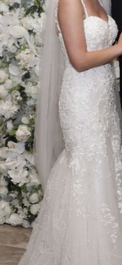 Justin Alexander White Size 4 Train Wedding Mermaid Dress on Queenly