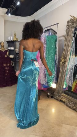 She Green Size 4 Pageant Floor Length Side slit Dress on Queenly