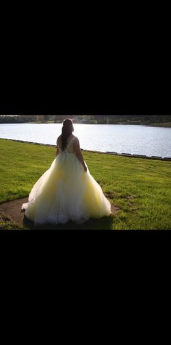Jovani Yellow Size 14 Plus Size Prom Ball gown on Queenly