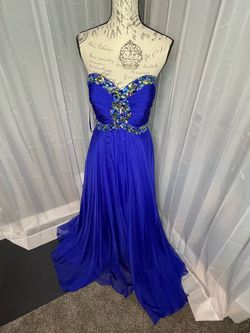 Night Moves Blue Size 6 50 Off Sequin Sweetheart Straight Dress on Queenly