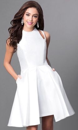Faviana White Size 14 Bridal Shower Summer Plus Size Cocktail Dress on Queenly