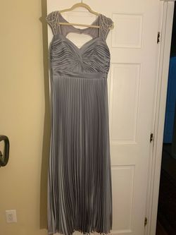 Aiden Mattock Silver Size 12 Lace Silk Straight Dress on Queenly