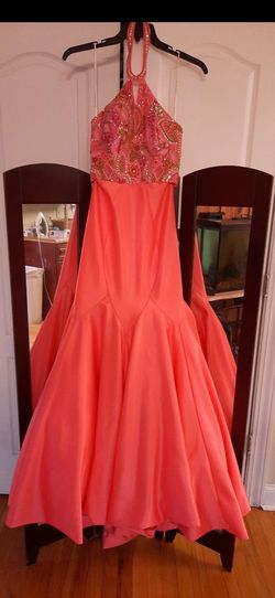 Sherri Hill Pink Size 2 Halter Military Sequin Mermaid Dress on Queenly