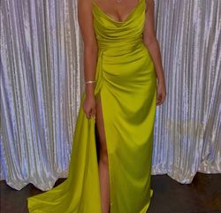 Albina Dyla Yellow Size 6 Floor Length Side slit Dress on Queenly
