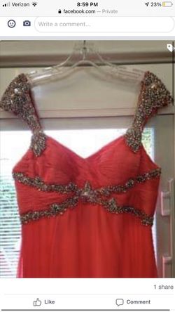 Sherri Hill Orange Size 10 Sequined Military Beaded Top Straight Dress on Queenly