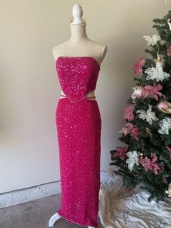 Scala Hot Pink Size 6 Strapless Silk Straight Dress on Queenly