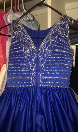 Rachel Allan Blue Size 0 Floor Length Ball gown on Queenly