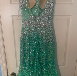 Camille La Vie Multicolor Size 8 Teal Prom Mermaid Dress on Queenly