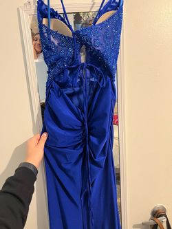 La Femme Royal Blue Size 6 Military Mermaid Dress on Queenly