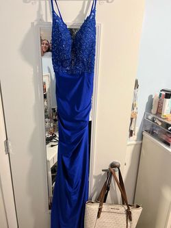 La Femme Royal Blue Size 6 Floor Length Mermaid Dress on Queenly